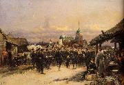 Edouard Detaille Chorus Of The Fourth Infantry Battalion At Tsarskoe Selo oil on canvas